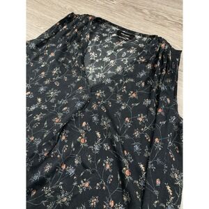 Isabel Marant Women's Silk Blend Sleeveless Tank Top Black Floral 36 US Small